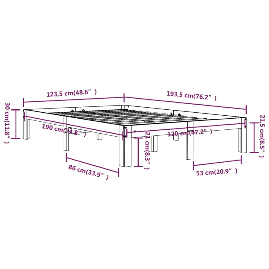 Cadre de lit sans matelas 120x190 cm - 8
