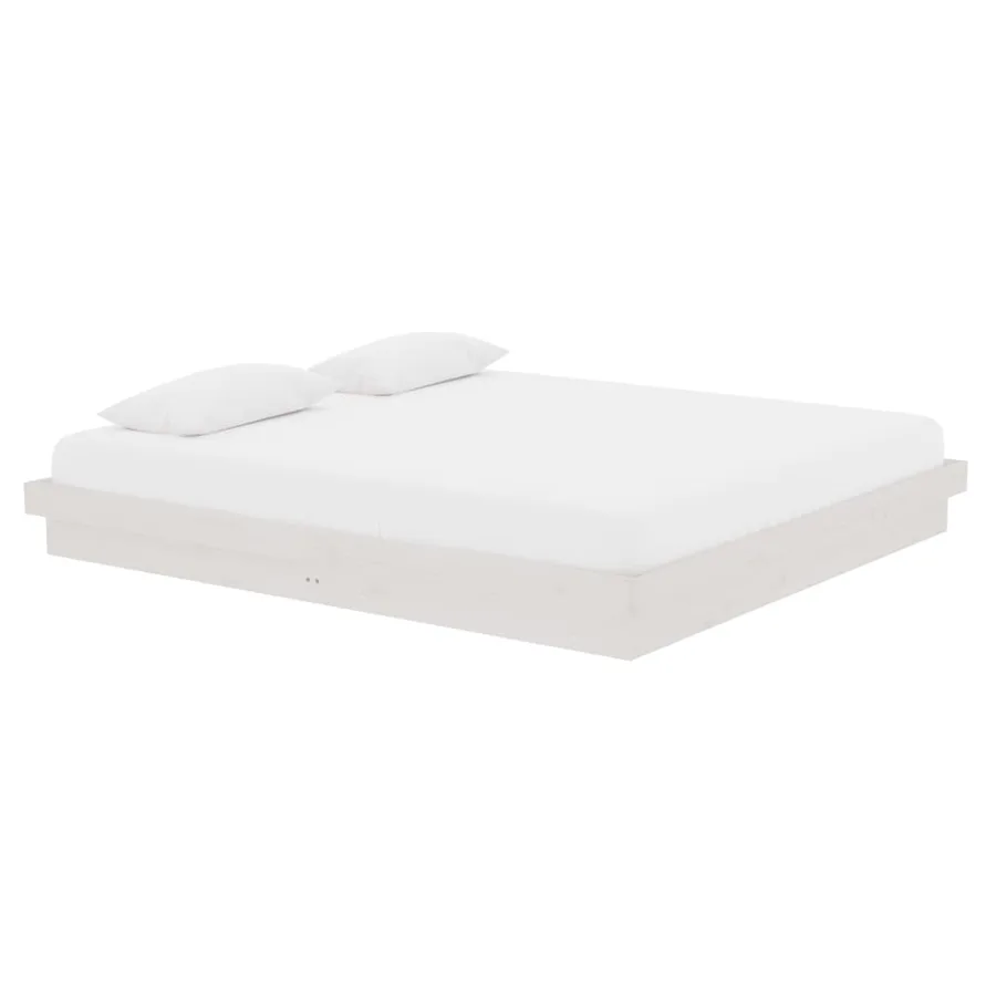 Cadre de lit sans matelas blanc bois massif - 3