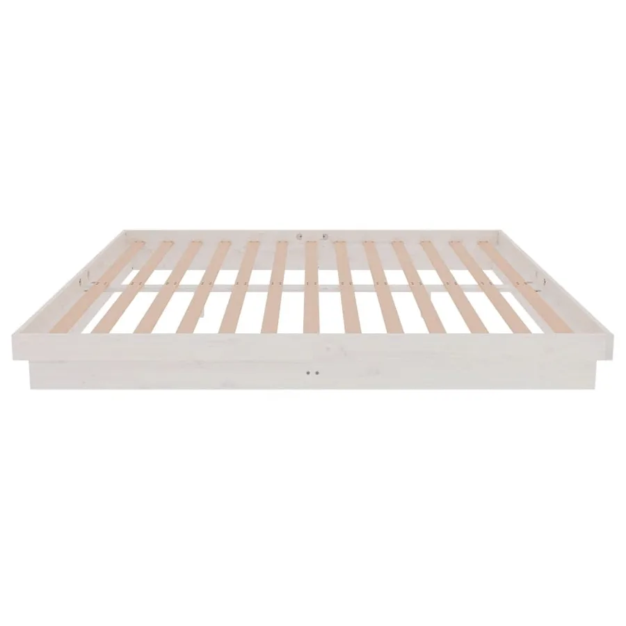 Cadre de lit sans matelas blanc bois massif - 6