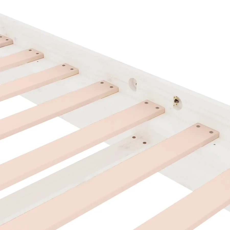 Cadre de lit sans matelas blanc bois massif - 7
