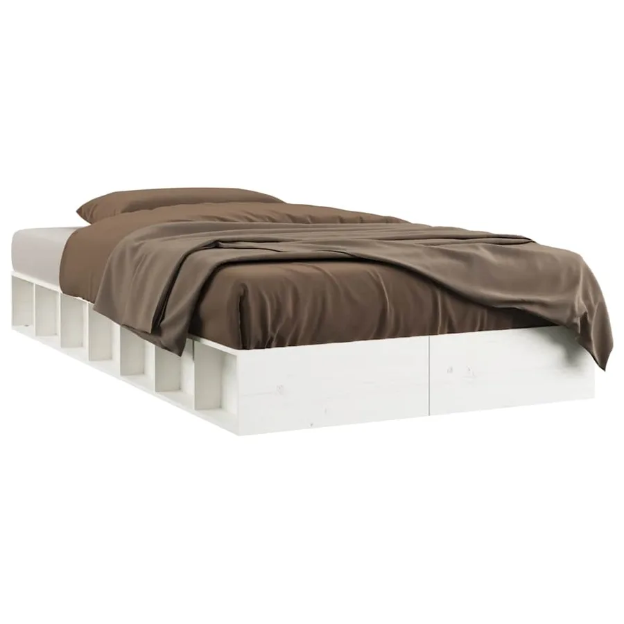 Cadre de lit sans matelas blanc 100x200 cm bois massif - 2