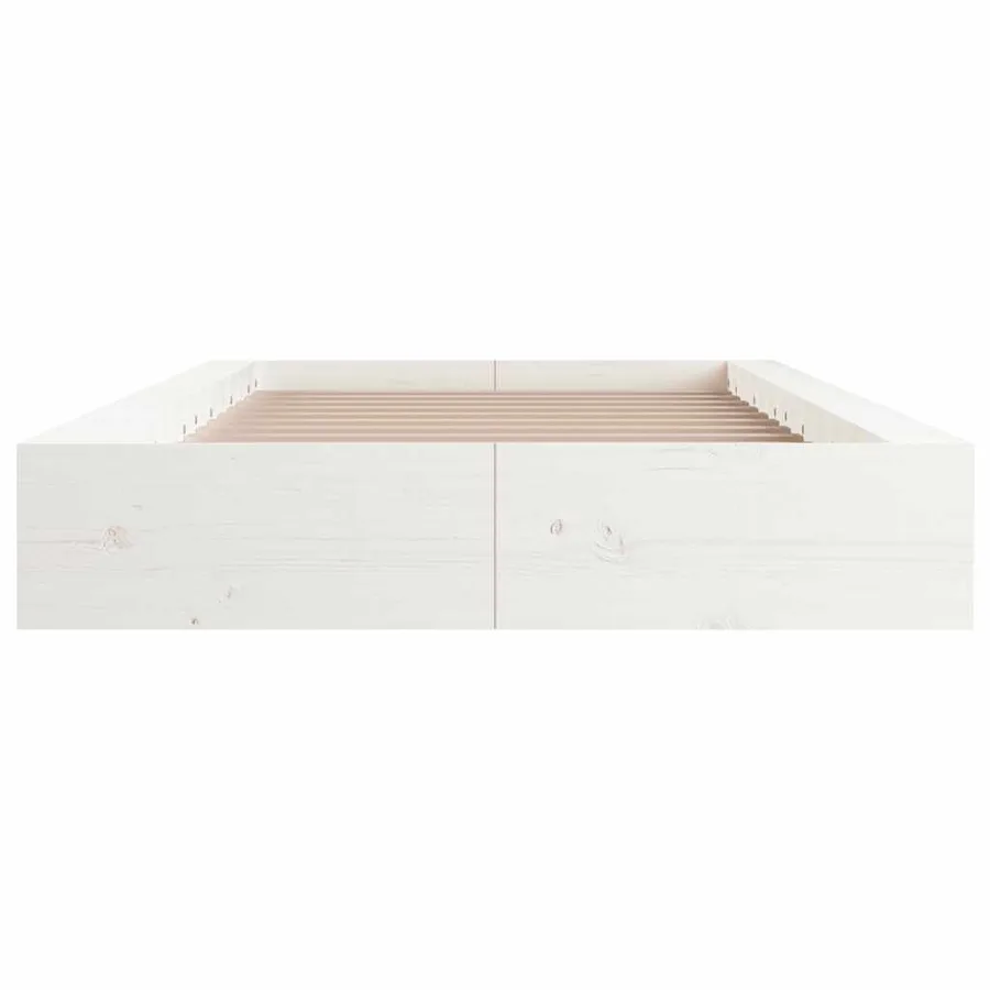 Cadre de lit sans matelas blanc 100x200 cm bois massif - 4