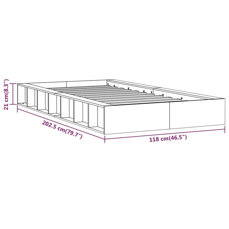 Cadre de lit sans matelas blanc 100x200 cm bois massif - 8