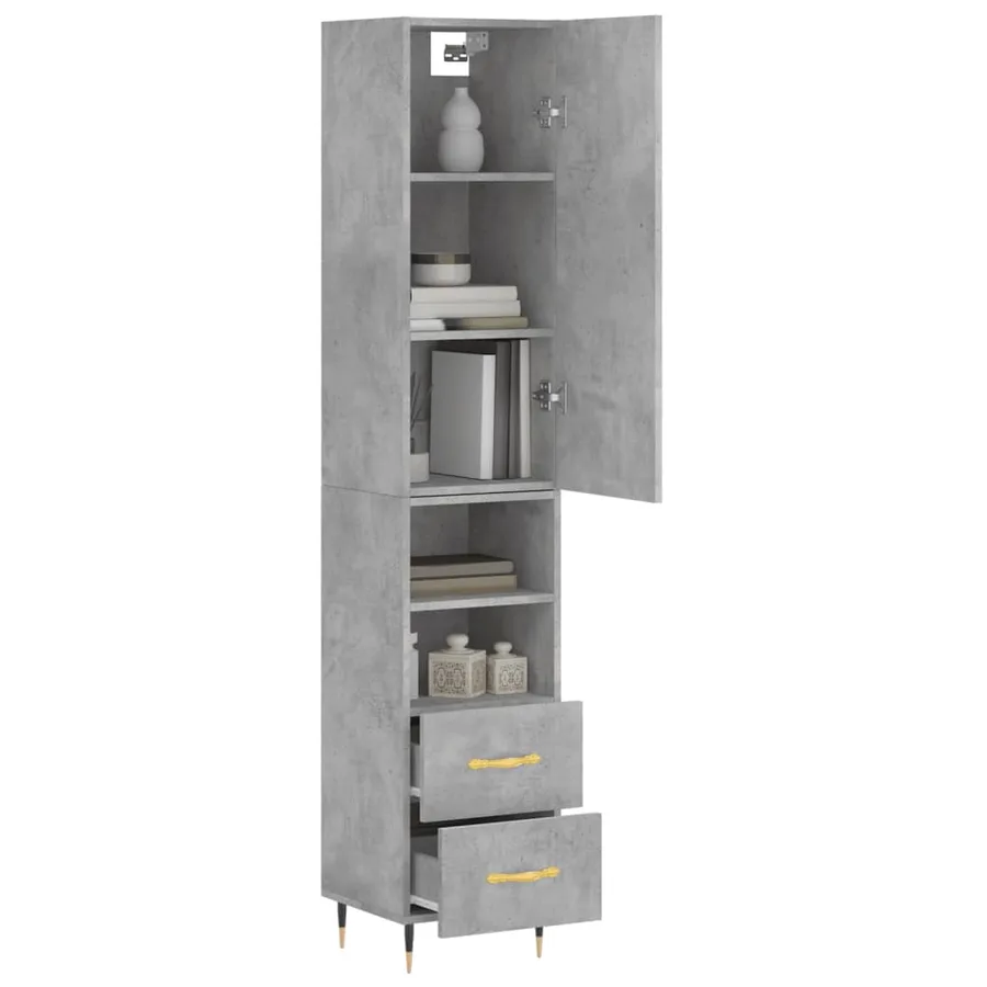 Buffet haut Gris béton 34,5x34x180 cm Bois d'ingénierie - 3