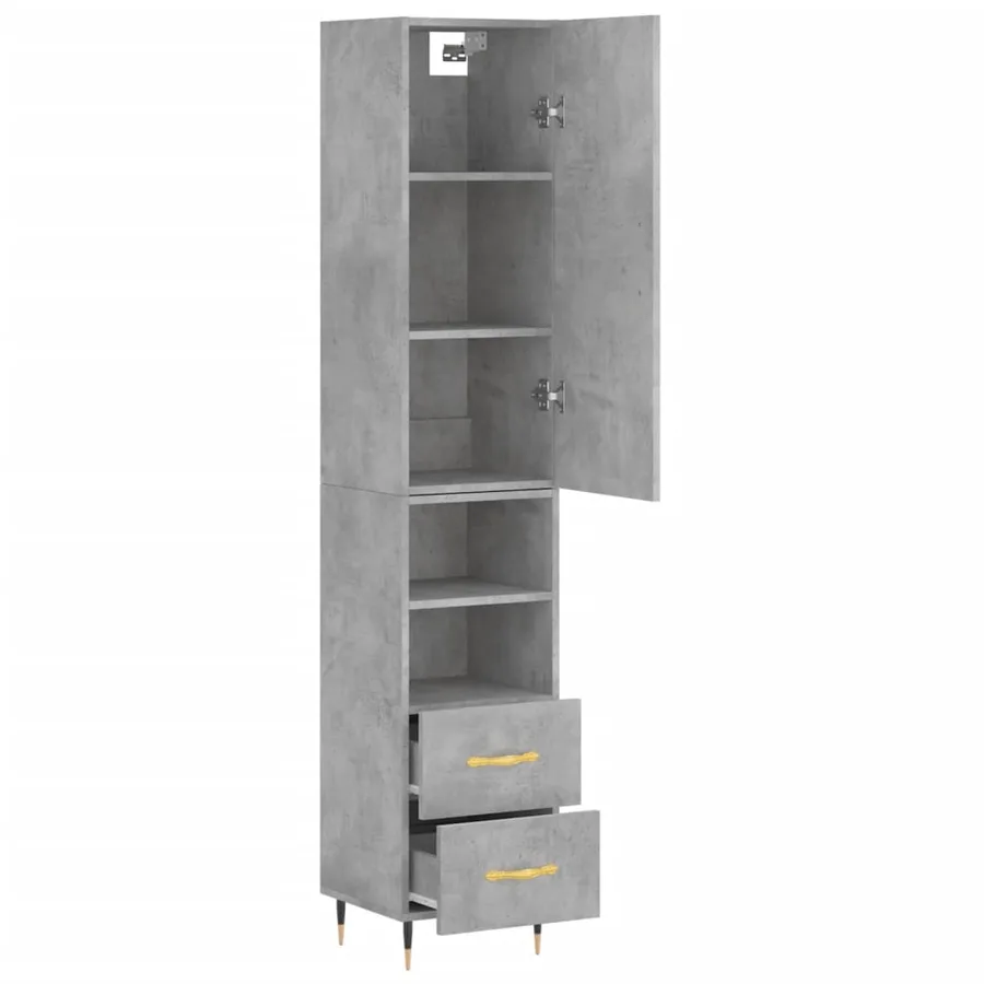 Buffet haut Gris béton 34,5x34x180 cm Bois d'ingénierie - 4