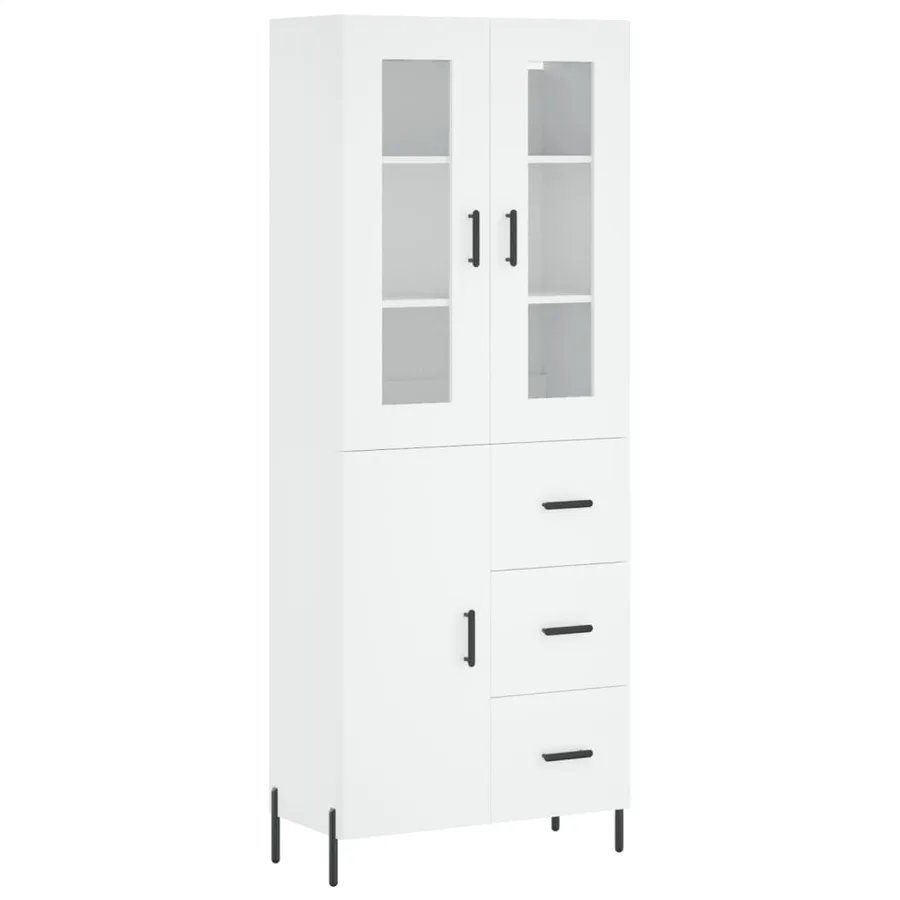 Buffet haut Blanc 69,5x34x180 cm Bois d'ingénierie - 2