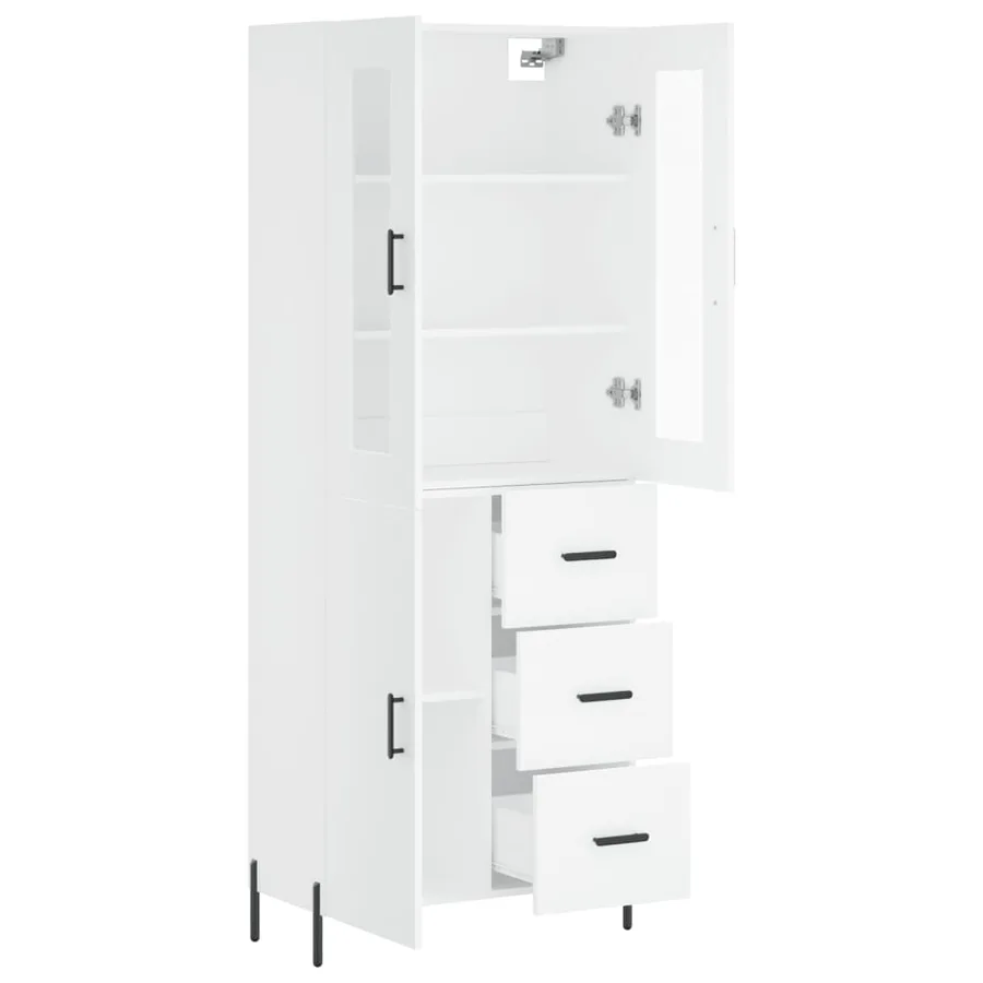 Buffet haut Blanc 69,5x34x180 cm Bois d'ingénierie - 4