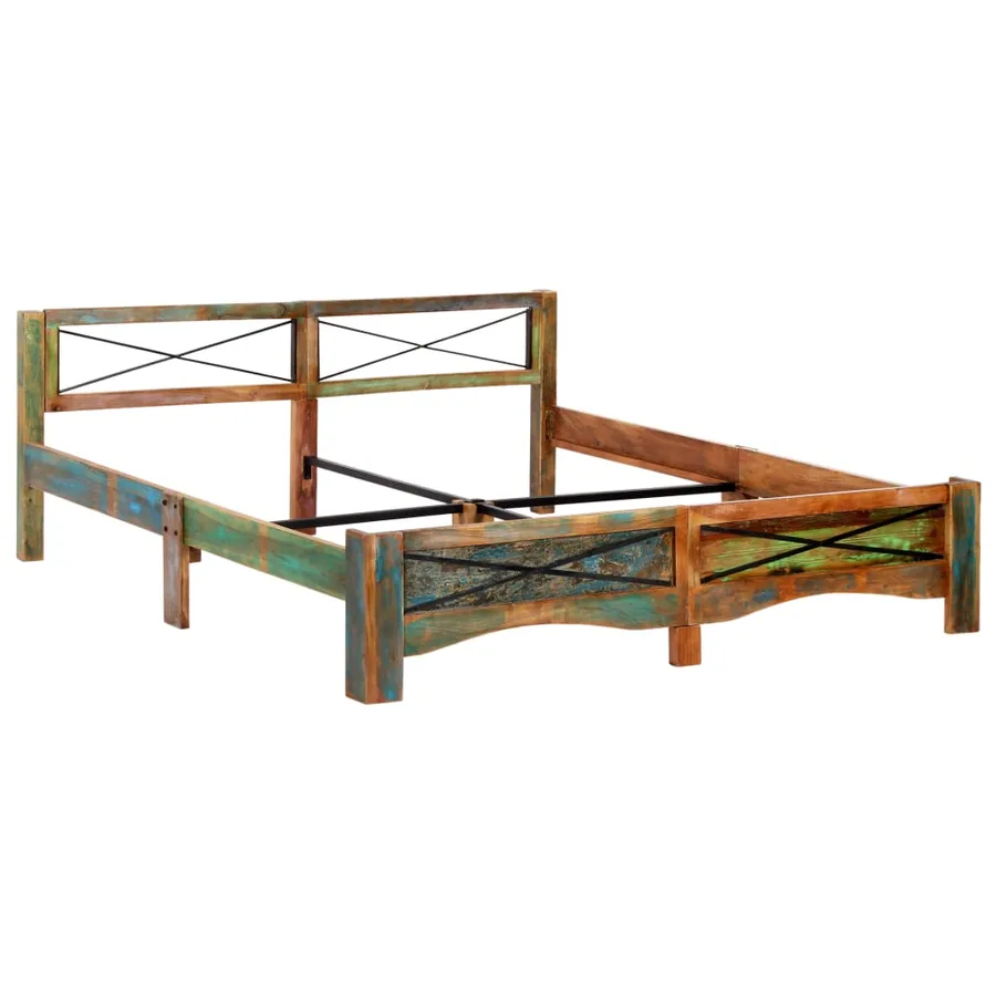 Cadre de lit sans matelas Bois de récupération massif 180x200cm - 10