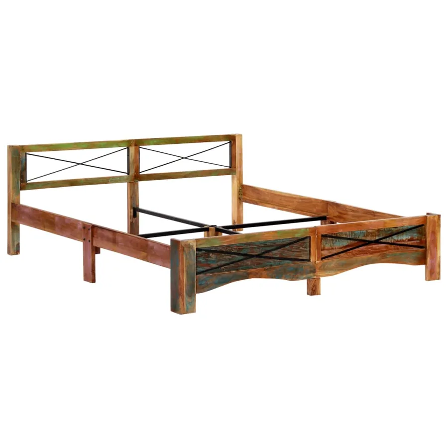 Cadre de lit sans matelas Bois de récupération massif 180x200cm - 11