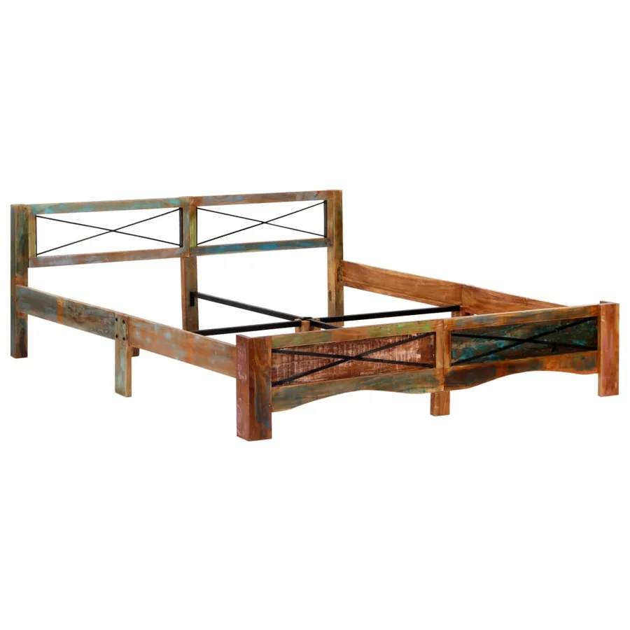 Cadre de lit sans matelas Bois de récupération massif 180x200cm - 12