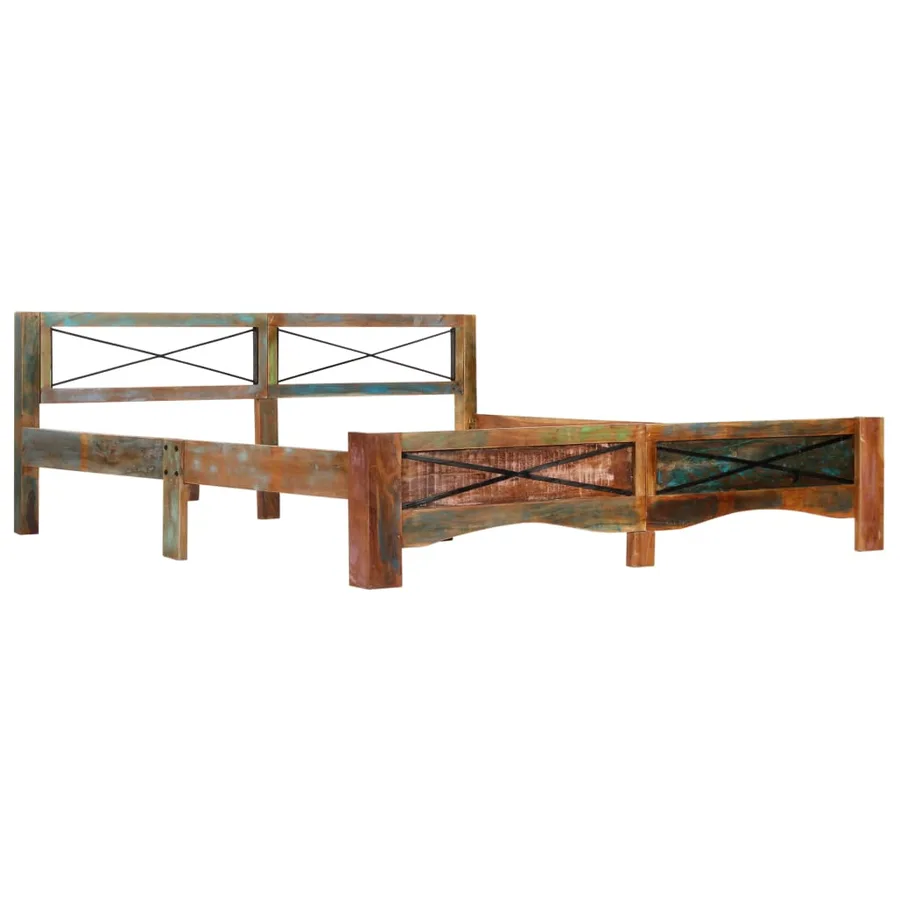 Cadre de lit sans matelas Bois de récupération massif 180x200cm - 13