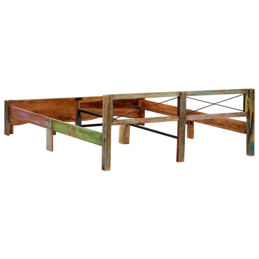 Cadre de lit sans matelas Bois de récupération massif 180x200cm - 4