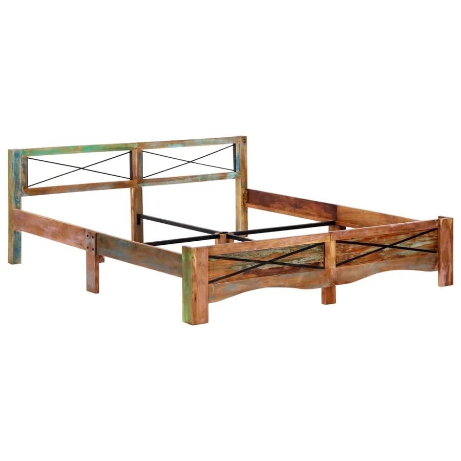 Cadre de lit sans matelas Bois de récupération massif 180x200cm - 9
