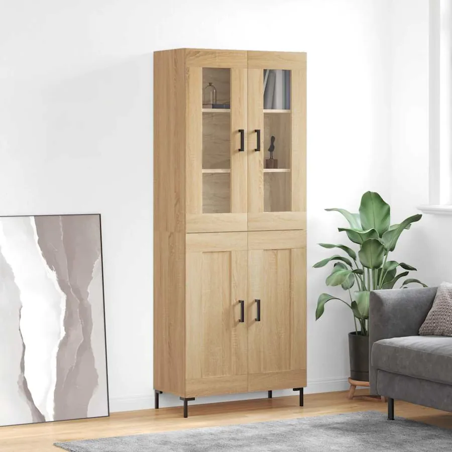 Buffet haut Chêne sonoma 69,5x34x180 cm Bois d'ingénierie