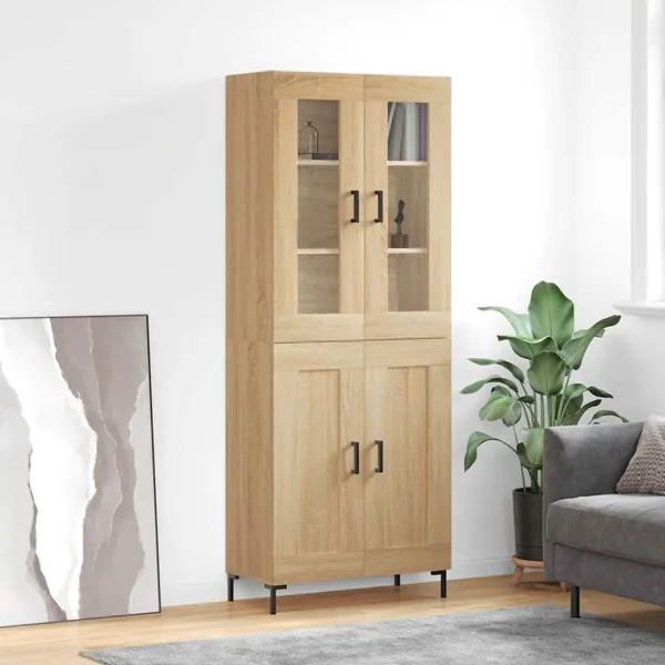Buffet haut Chêne sonoma 69,5x34x180 cm Bois d'ingénierie