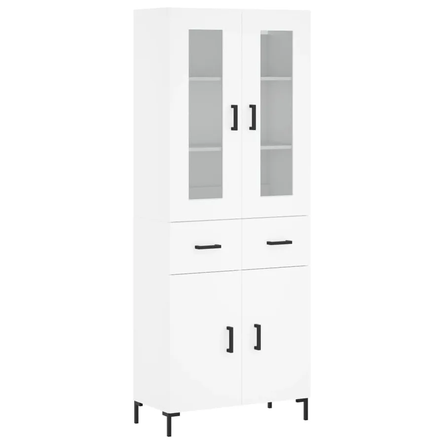 Buffet haut Blanc 69,5x34x180 cm Bois d'ingénierie - 2