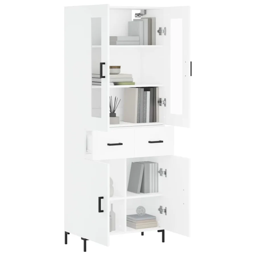 Buffet haut Blanc 69,5x34x180 cm Bois d'ingénierie - 3