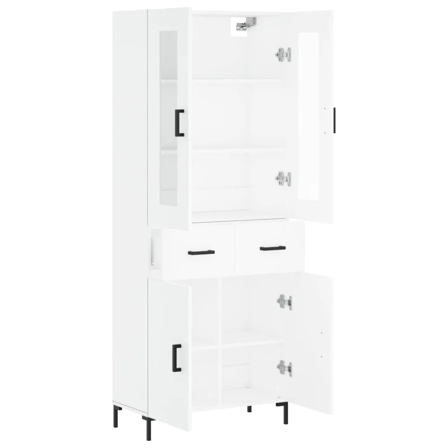 Buffet haut Blanc 69,5x34x180 cm Bois d'ingénierie - 4