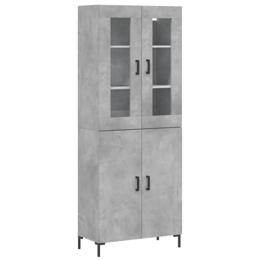 Buffet haut Gris béton 69,5x34x180 cm Bois d'ingénierie - 2