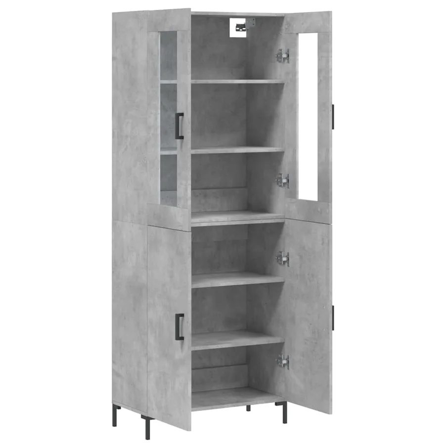 Buffet haut Gris béton 69,5x34x180 cm Bois d'ingénierie - 4