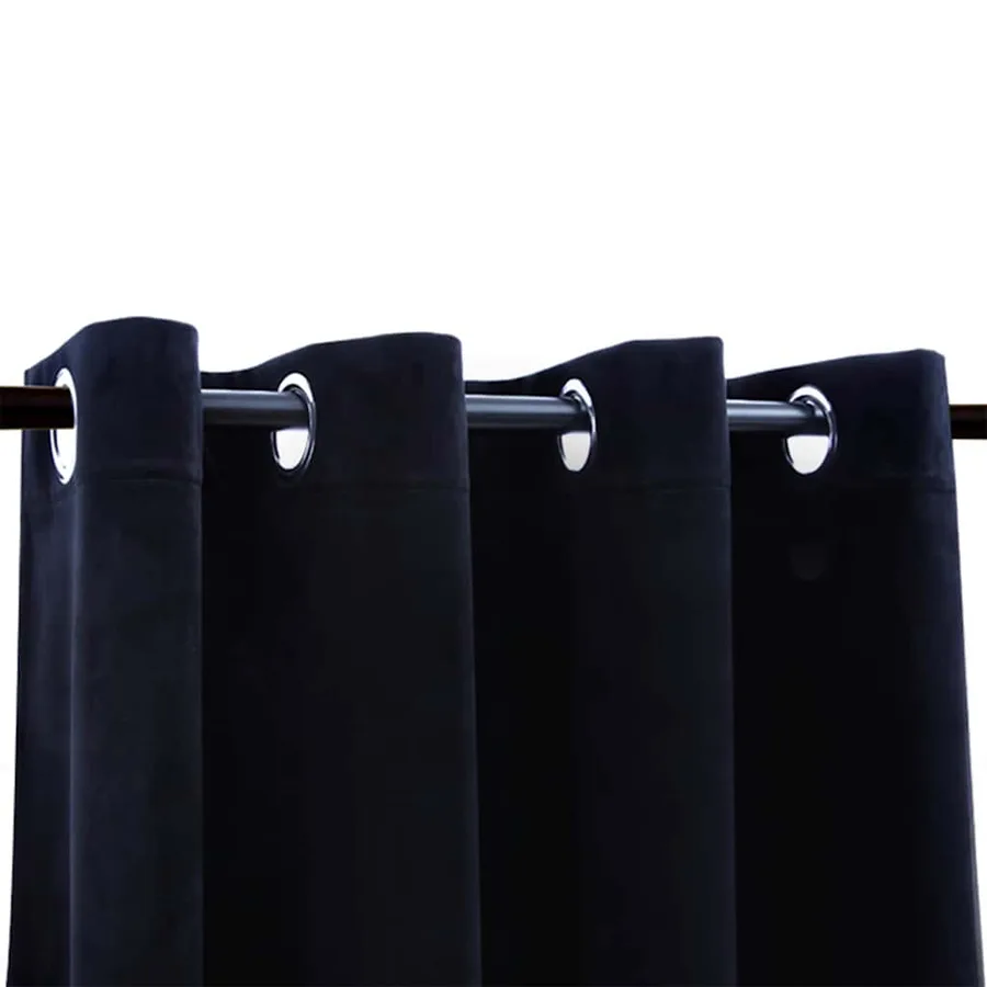 Rideaux occultants avec anneaux 2 pcs Velours Noir 140x245 cm - 3