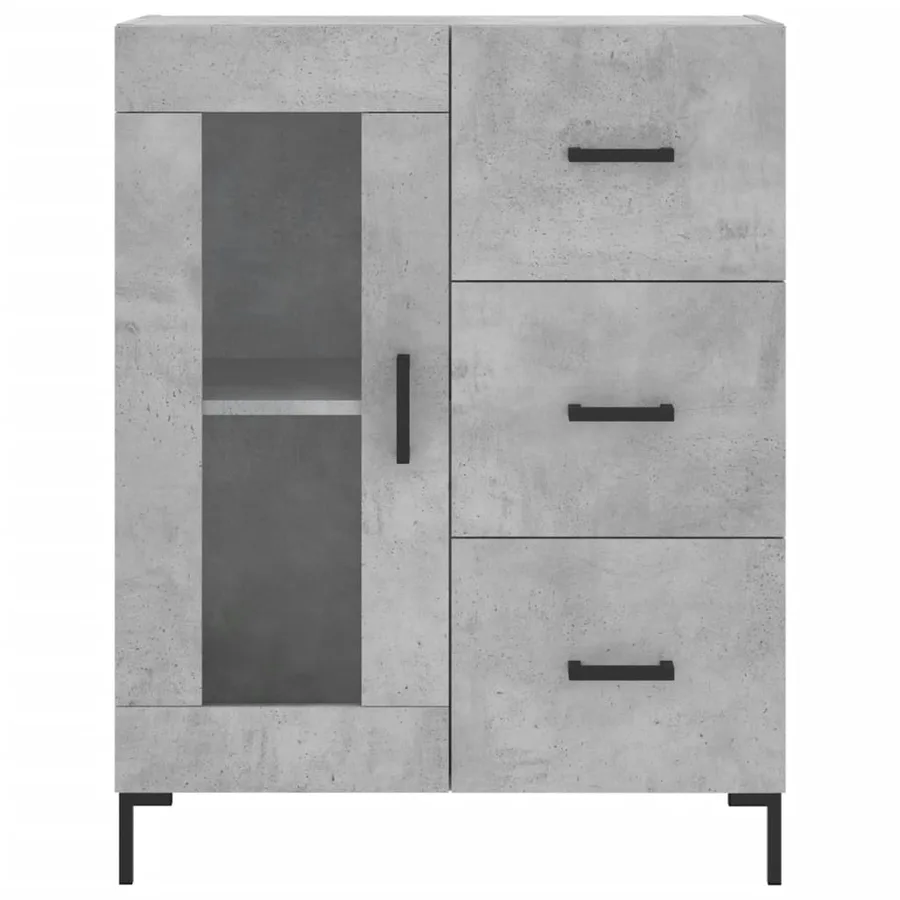 Buffet haut Gris béton 69,5x34x180 cm Bois d'ingénierie - 8