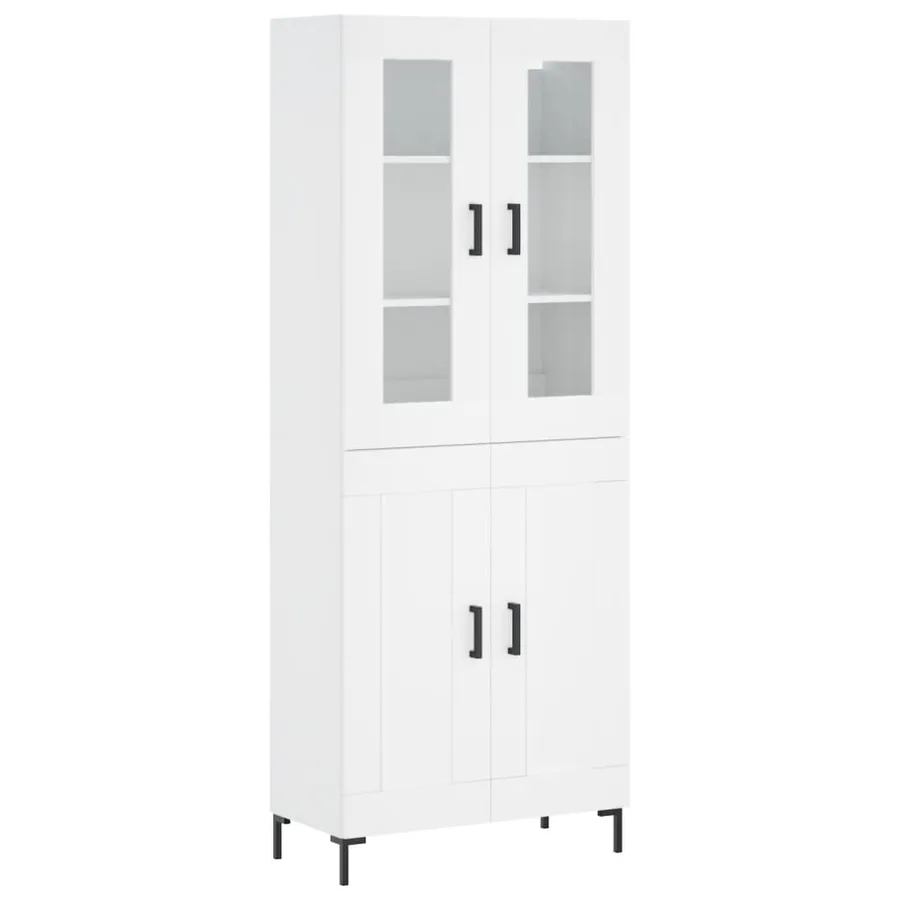 Buffet haut Blanc 69,5x34x180 cm Bois d'ingénierie - 2