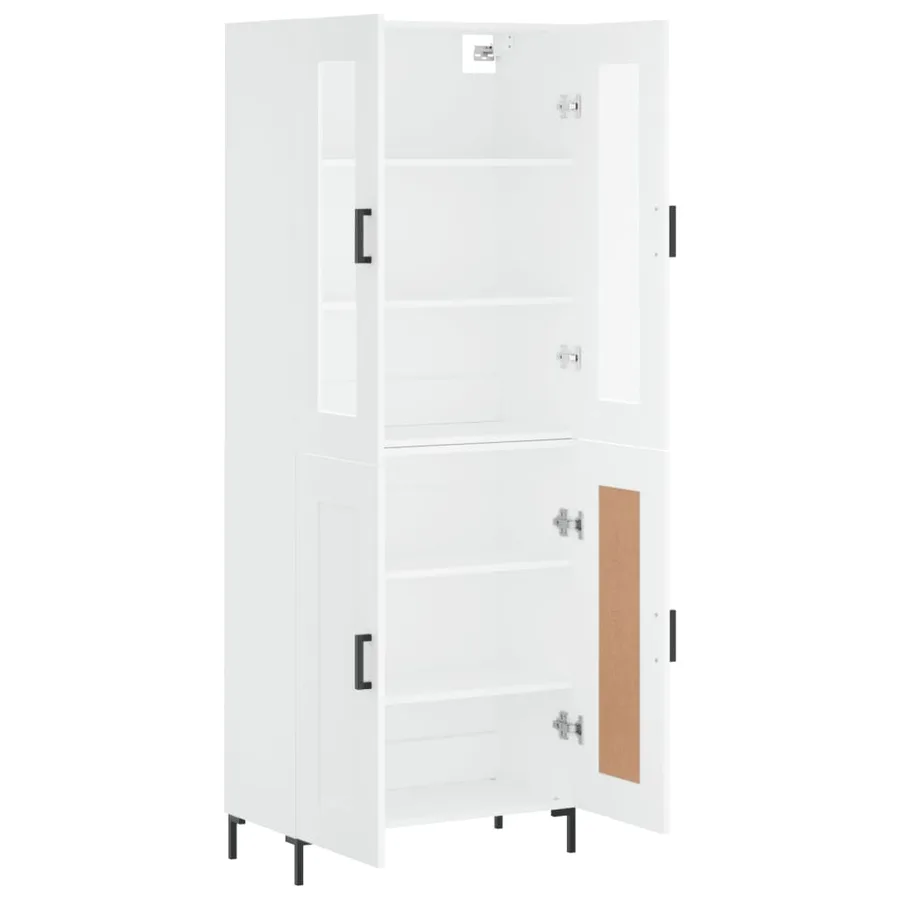 Buffet haut Blanc 69,5x34x180 cm Bois d'ingénierie - 4