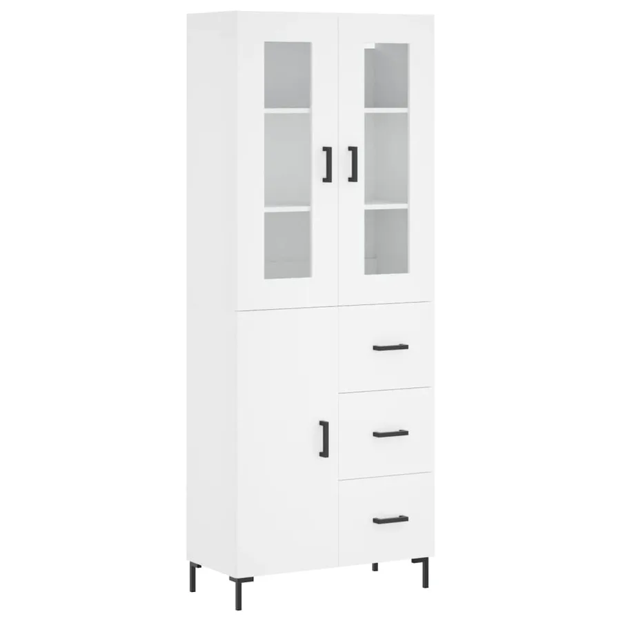 Buffet haut Blanc 69,5x34x180 cm Bois d'ingénierie - 2