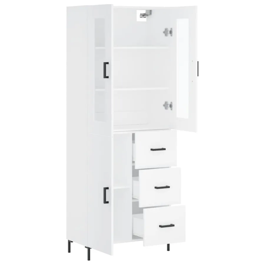 Buffet haut Blanc 69,5x34x180 cm Bois d'ingénierie - 4
