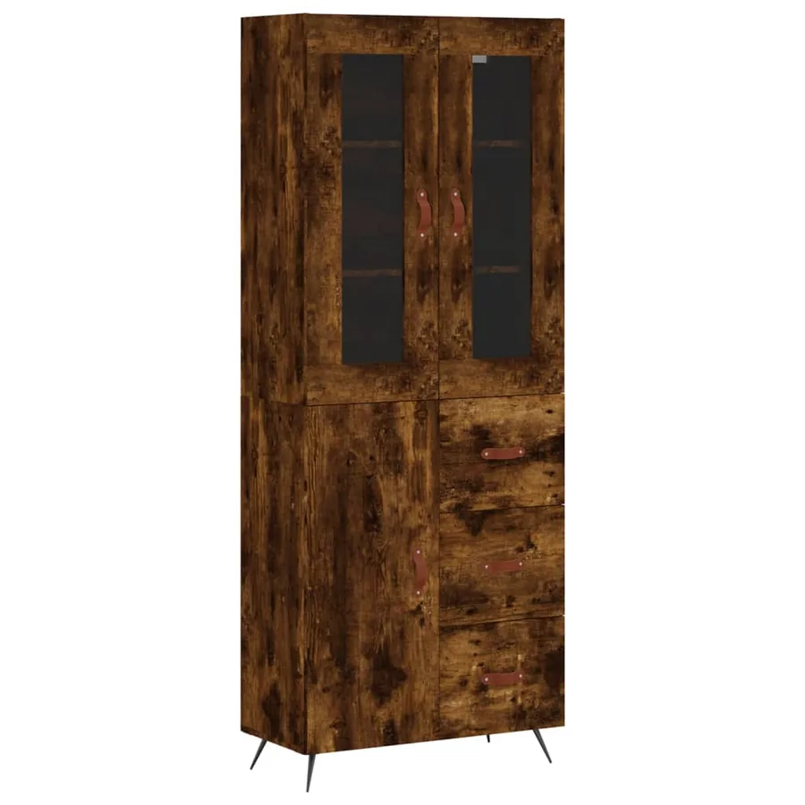 Buffet haut Chêne fumé 69,5x34x180 cm Bois d'ingénierie - 2