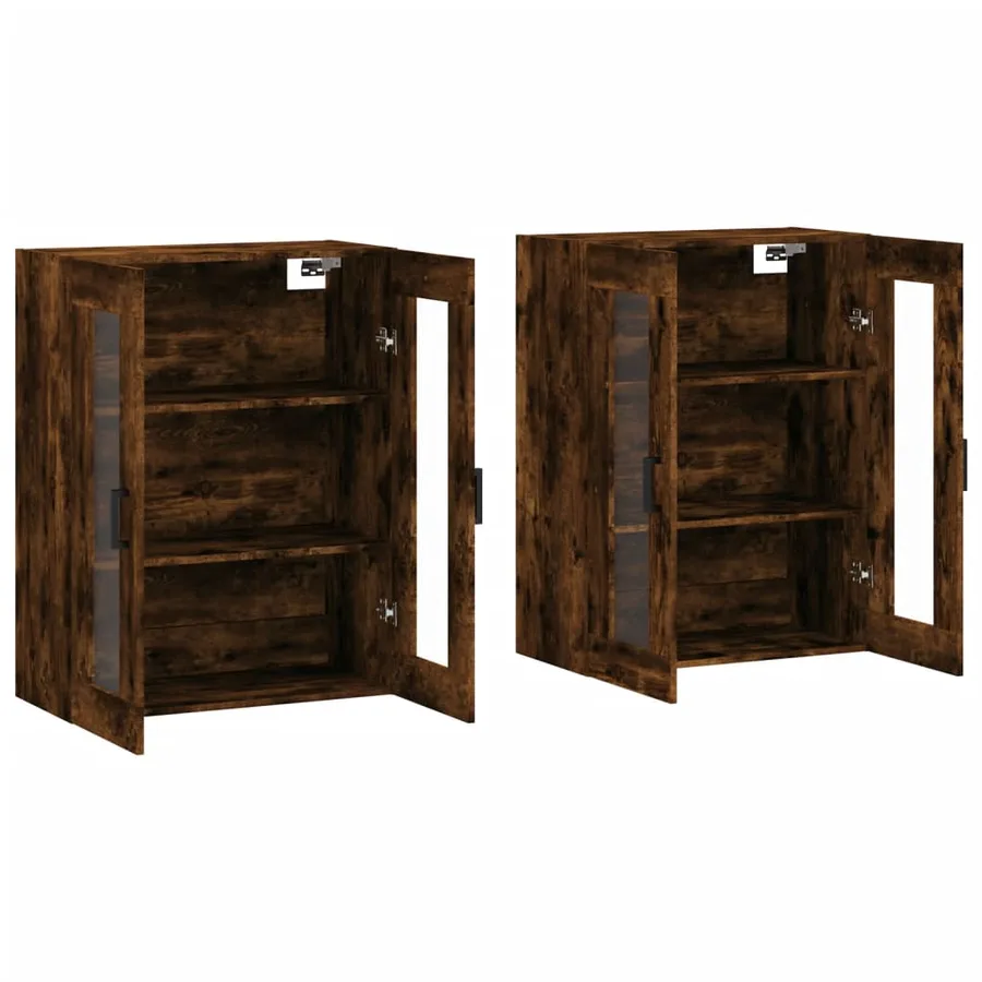 Armoires murales 2 pcs chêne fumé bois d'ingénierie - 4