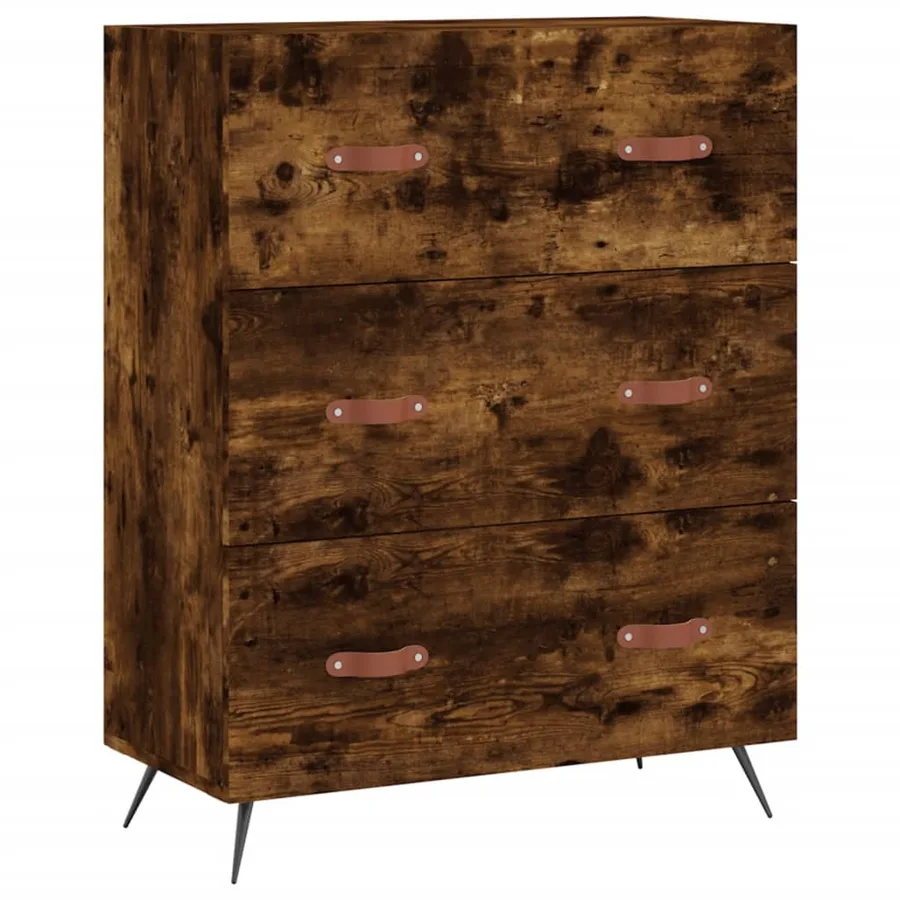 Buffet haut Chêne fumé 69,5x34x180 cm Bois d'ingénierie - 6