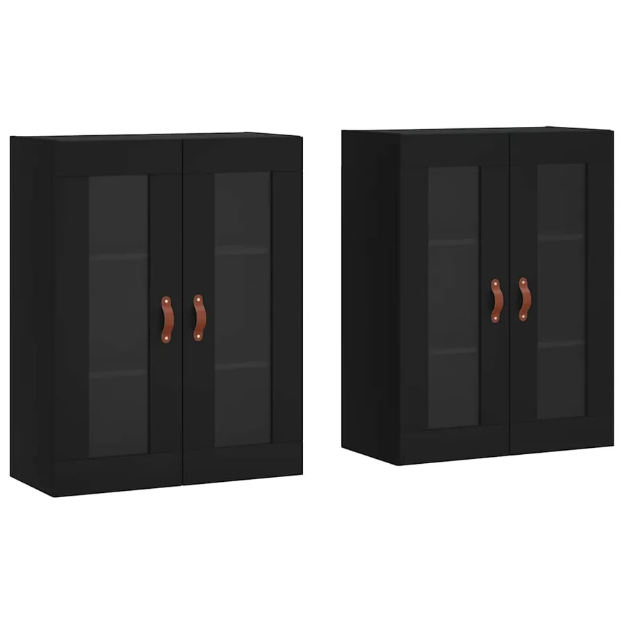 Armoires murales 2 pcs noir bois d'ingénierie - 2
