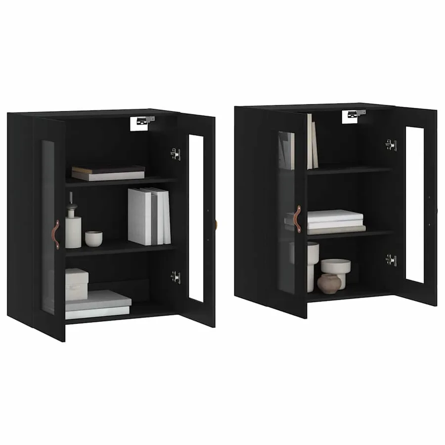 Armoires murales 2 pcs noir bois d'ingénierie - 3