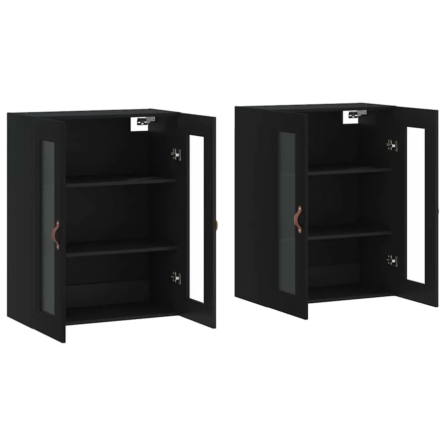 Armoires murales 2 pcs noir bois d'ingénierie - 4