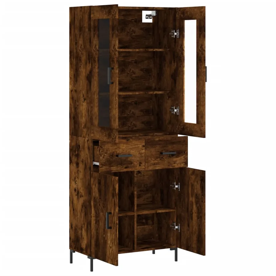 Buffet haut Chêne fumé 69,5x34x180 cm Bois d'ingénierie - 4