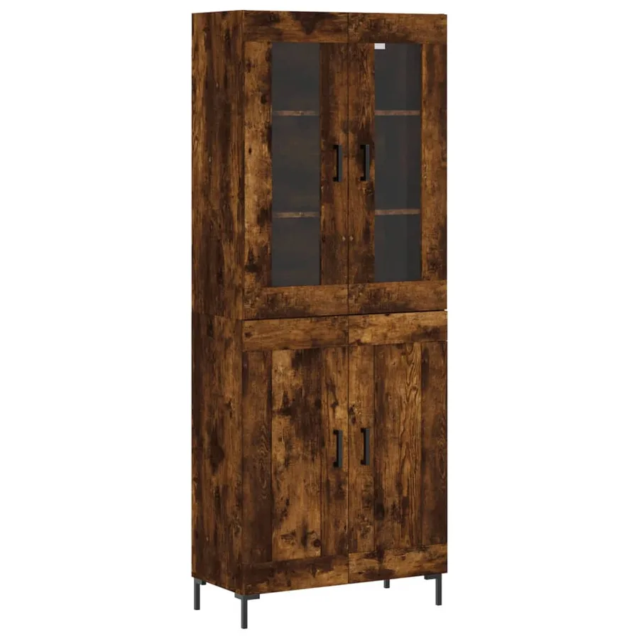 Buffet haut Chêne fumé 69,5x34x180 cm Bois d'ingénierie - 2