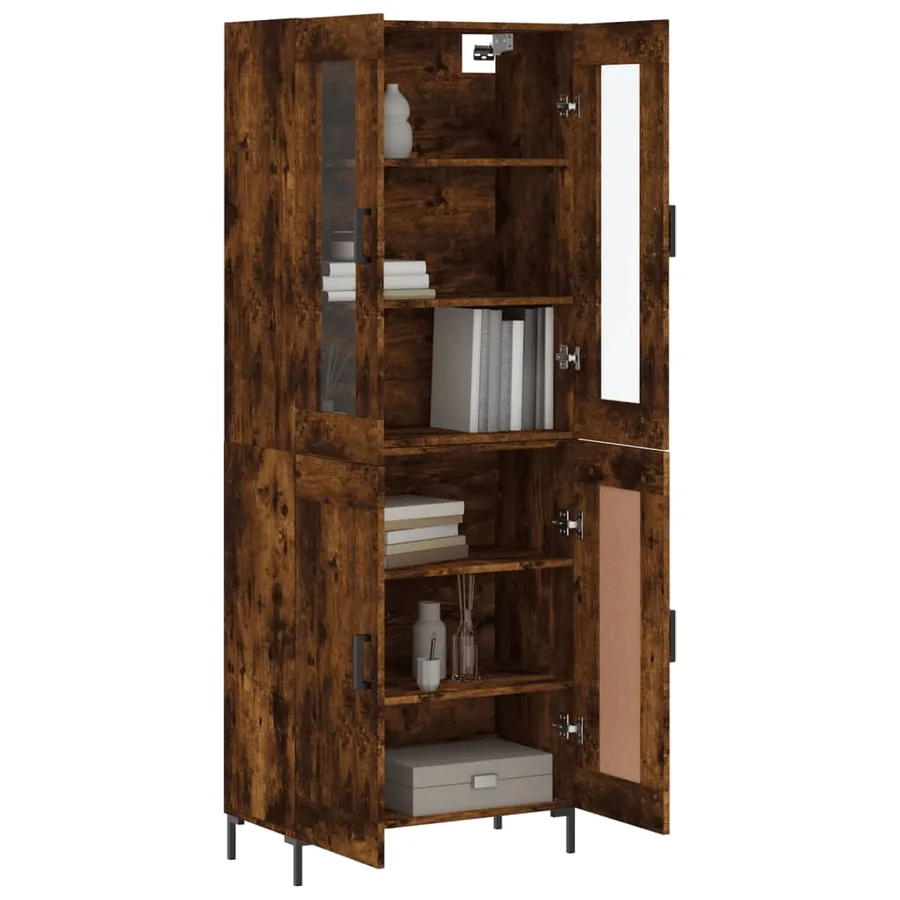 Buffet haut Chêne fumé 69,5x34x180 cm Bois d'ingénierie - 3