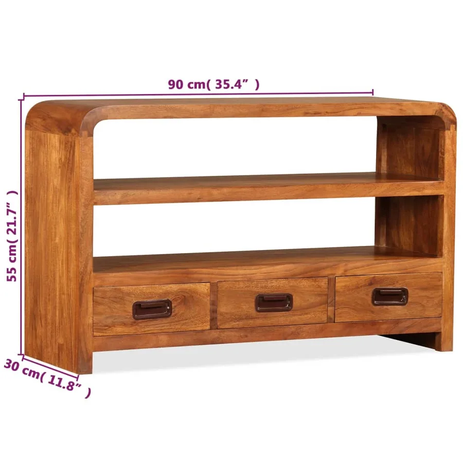 Meuble TV Bois d'acacia solide 90 x 30 x 55 cm - 11