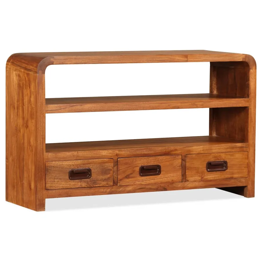 Meuble TV Bois d'acacia solide 90 x 30 x 55 cm - 4