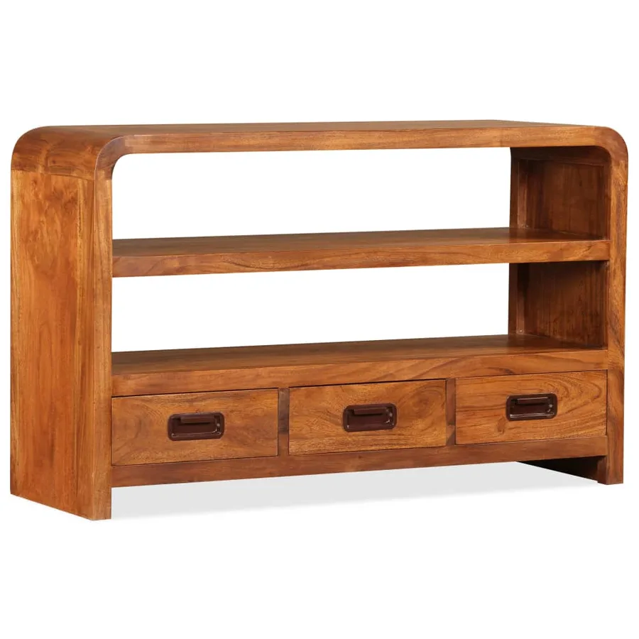Meuble TV Bois d'acacia solide 90 x 30 x 55 cm - 5