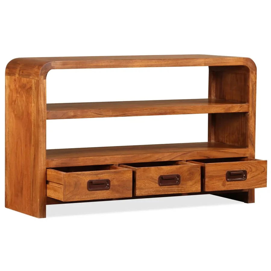 Meuble TV Bois d'acacia solide 90 x 30 x 55 cm - 6