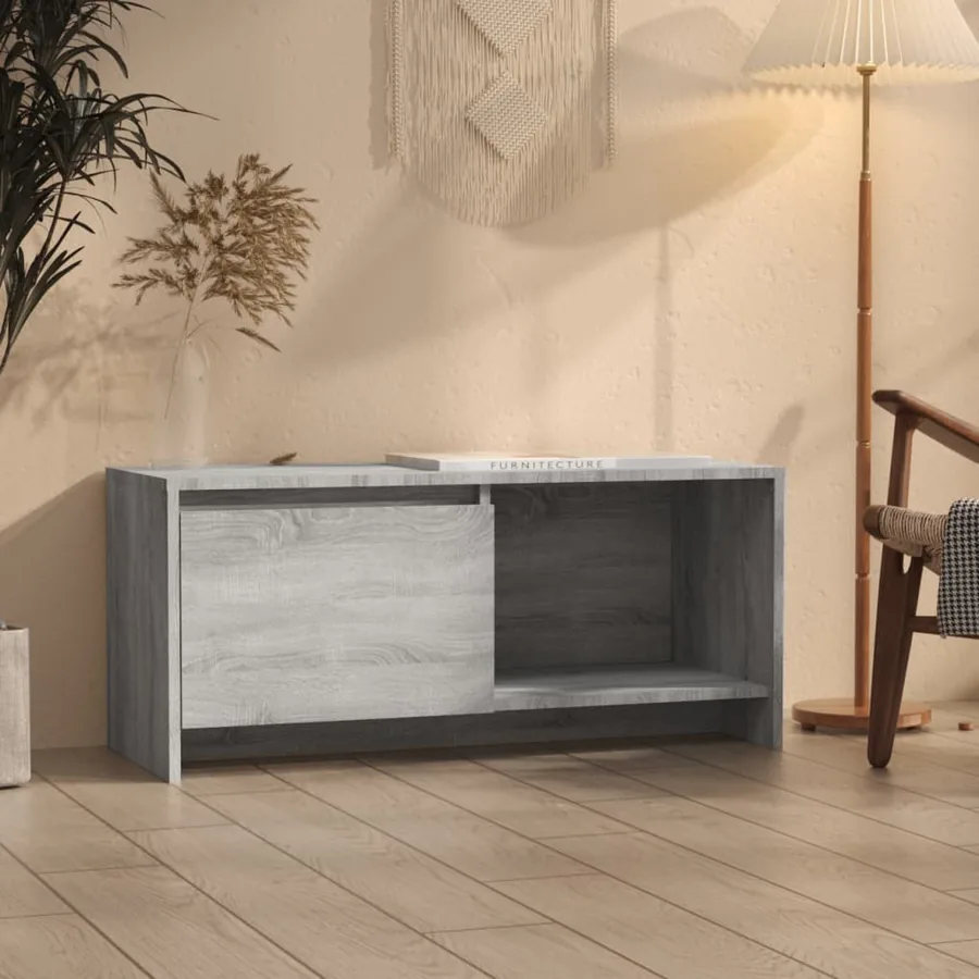 Meuble TV sonoma gris 90x35x40 cm bois d'ingénierie