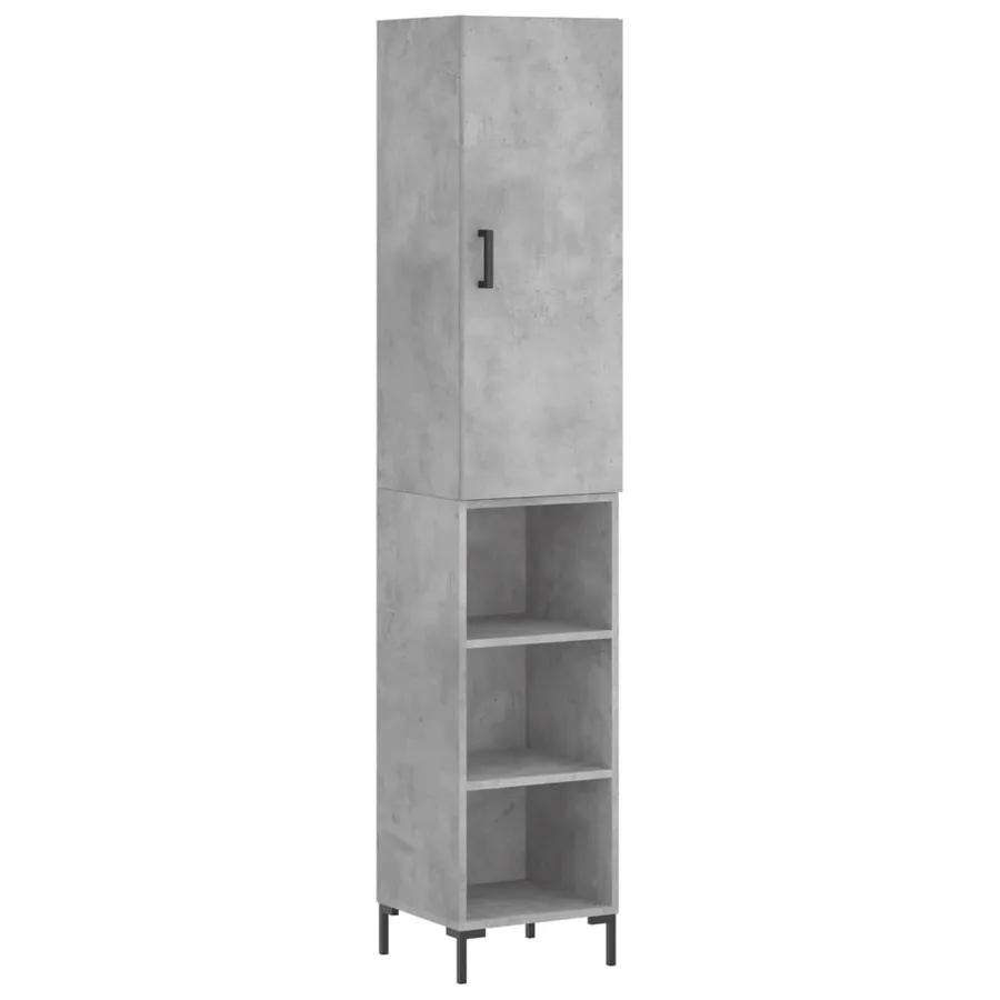 Buffet haut Gris béton 34,5x34x180 cm Bois d'ingénierie - 2