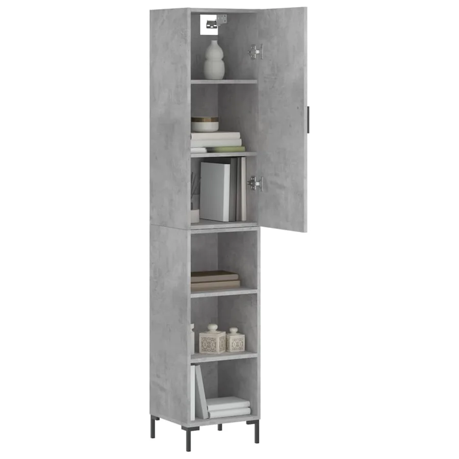 Buffet haut Gris béton 34,5x34x180 cm Bois d'ingénierie - 3