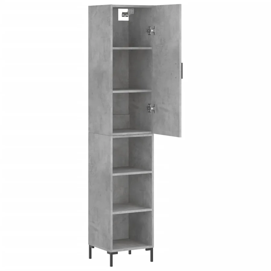 Buffet haut Gris béton 34,5x34x180 cm Bois d'ingénierie - 4