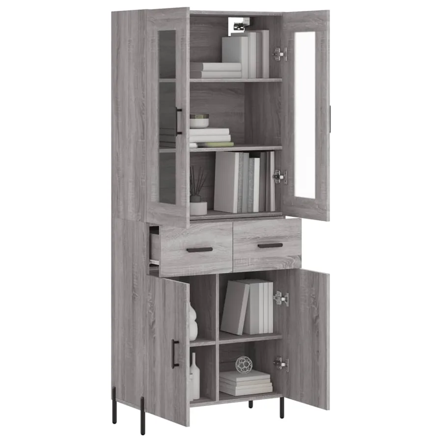 Buffet haut Sonoma gris 69,5x34x180 cm Bois d'ingénierie - 3