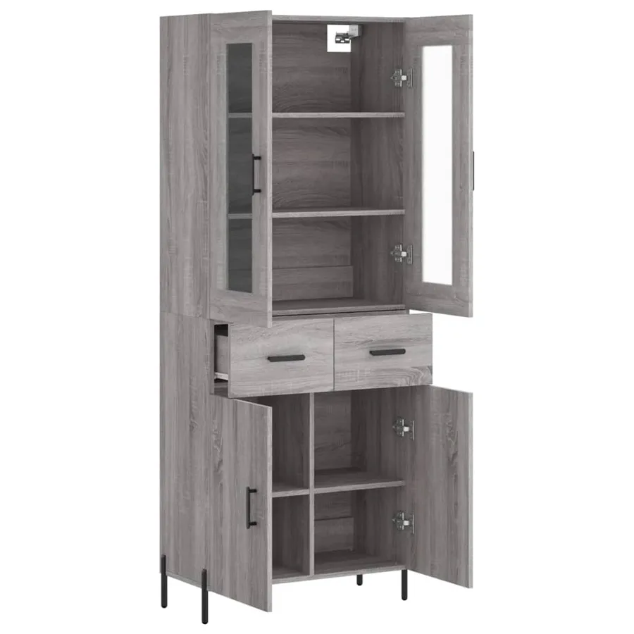 Buffet haut Sonoma gris 69,5x34x180 cm Bois d'ingénierie - 4