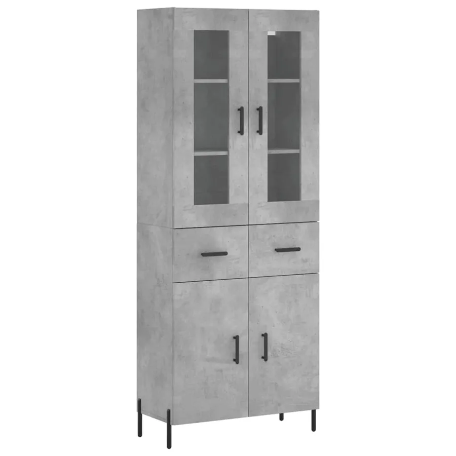 Buffet haut Gris béton 69,5x34x180 cm Bois d'ingénierie - 2